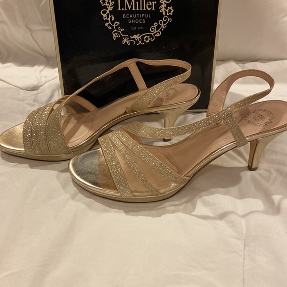 I. Miller Nannett Platino Champagne Heels, Size 8.5 M, VGUC, Sparkle, in box - Picture 2 of 9